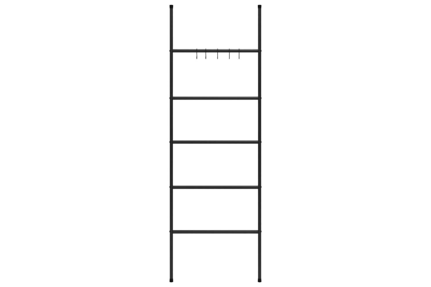 Vidaxl 343114 Towel Rack Ladder With 5 Tiers Black 58x175 Cm Iron