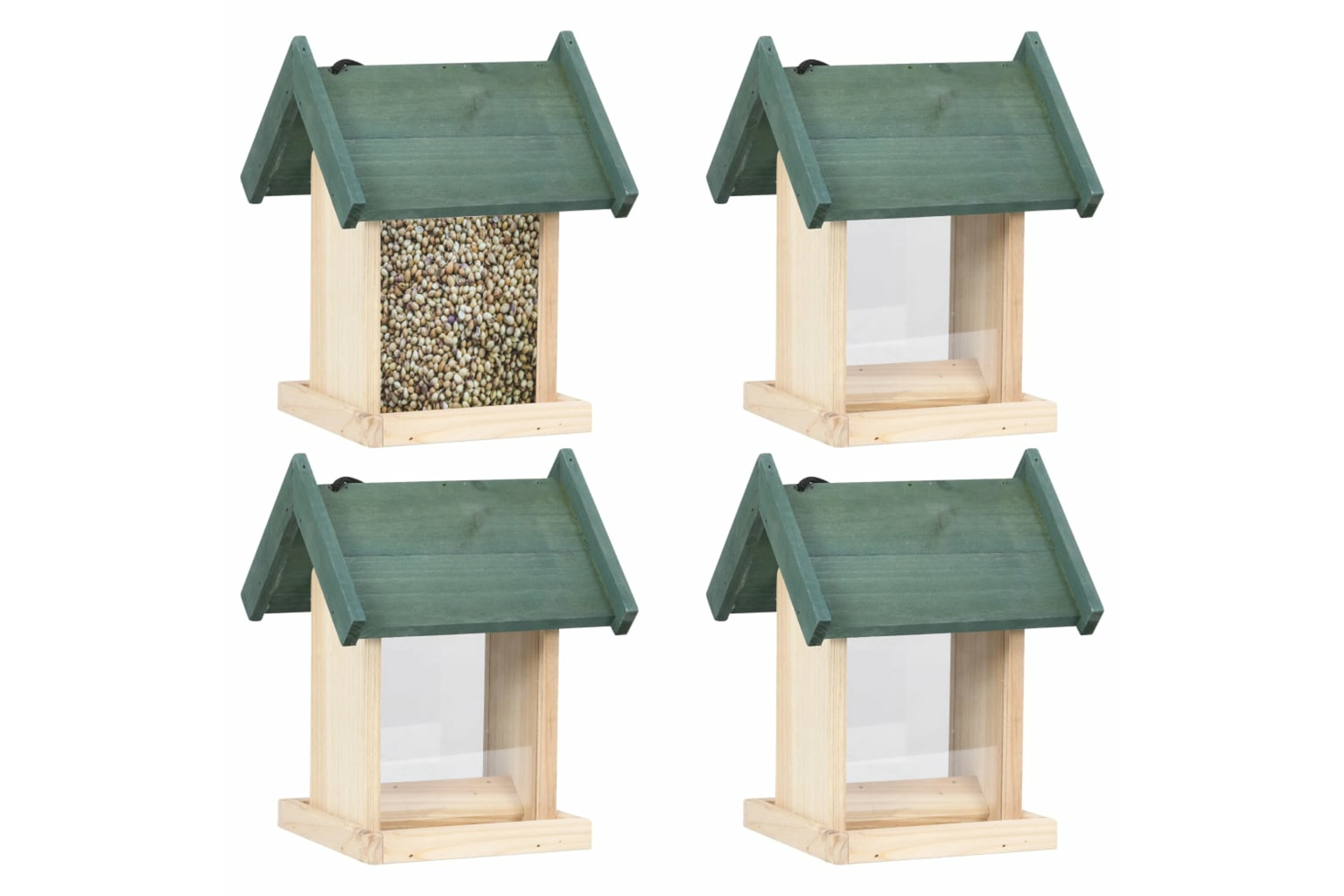 vidaXL 47233 Bird Feeders 4 Pcs Firwood