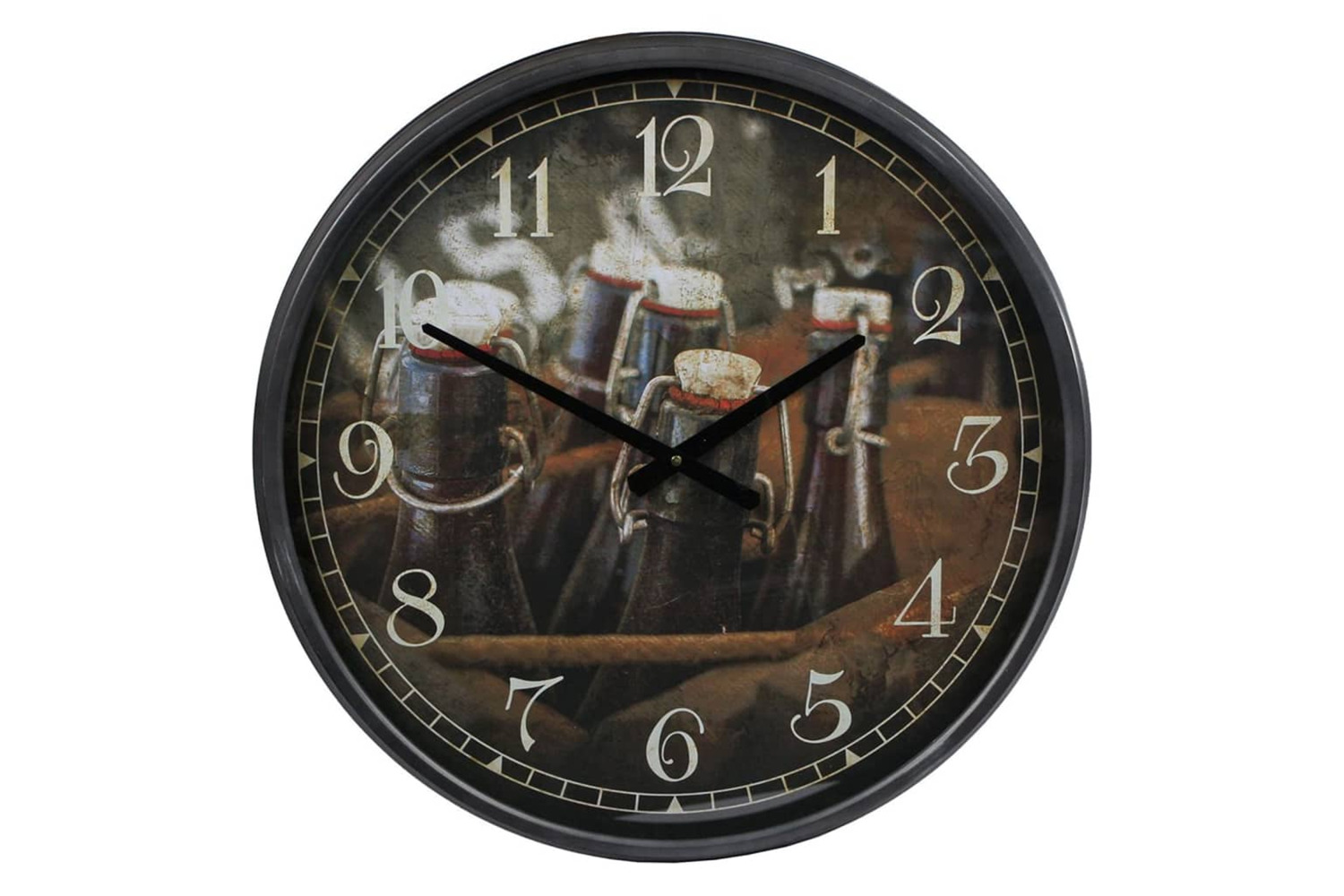 Gifts Amsterdam 439507 Wall Clock Bottles In Crate Metal Black 51 Cm