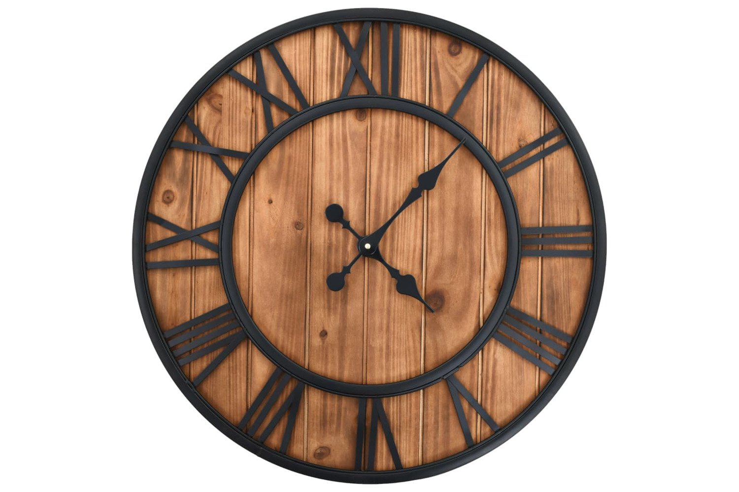 vidaXL 50646 Vintage Wall Clock With Quartz Movement Wood And Metal 60cm Xxl