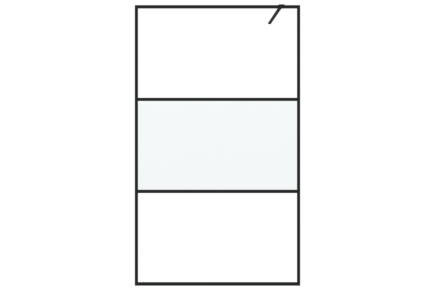 vidaXL 152108 Walk-in Shower Wall Black 115x195cm Half Frosted Esg Glass