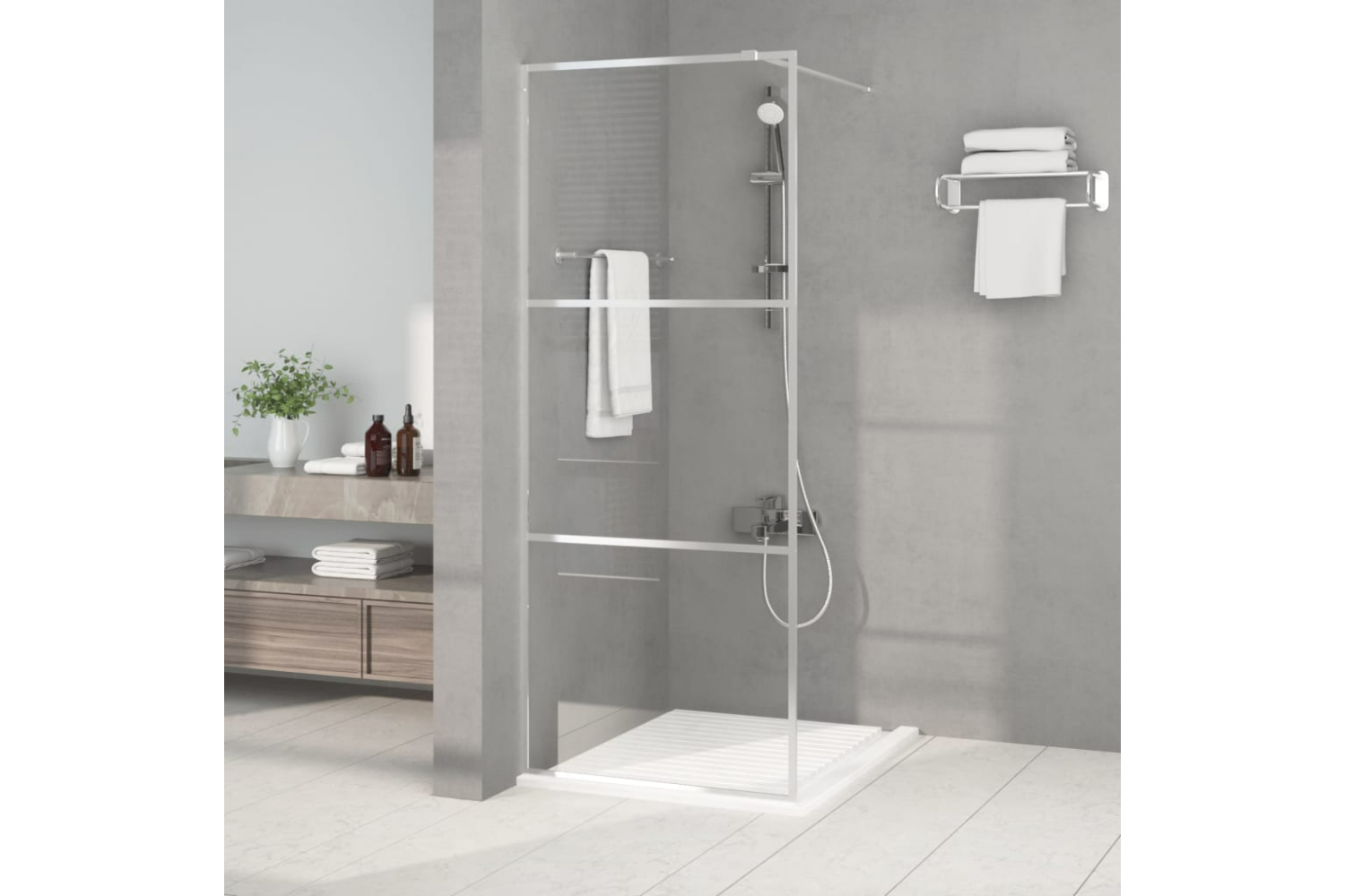 vidaXL 152115 Walk-in Shower Wall Silver 80x195cm Clear Esg Glass