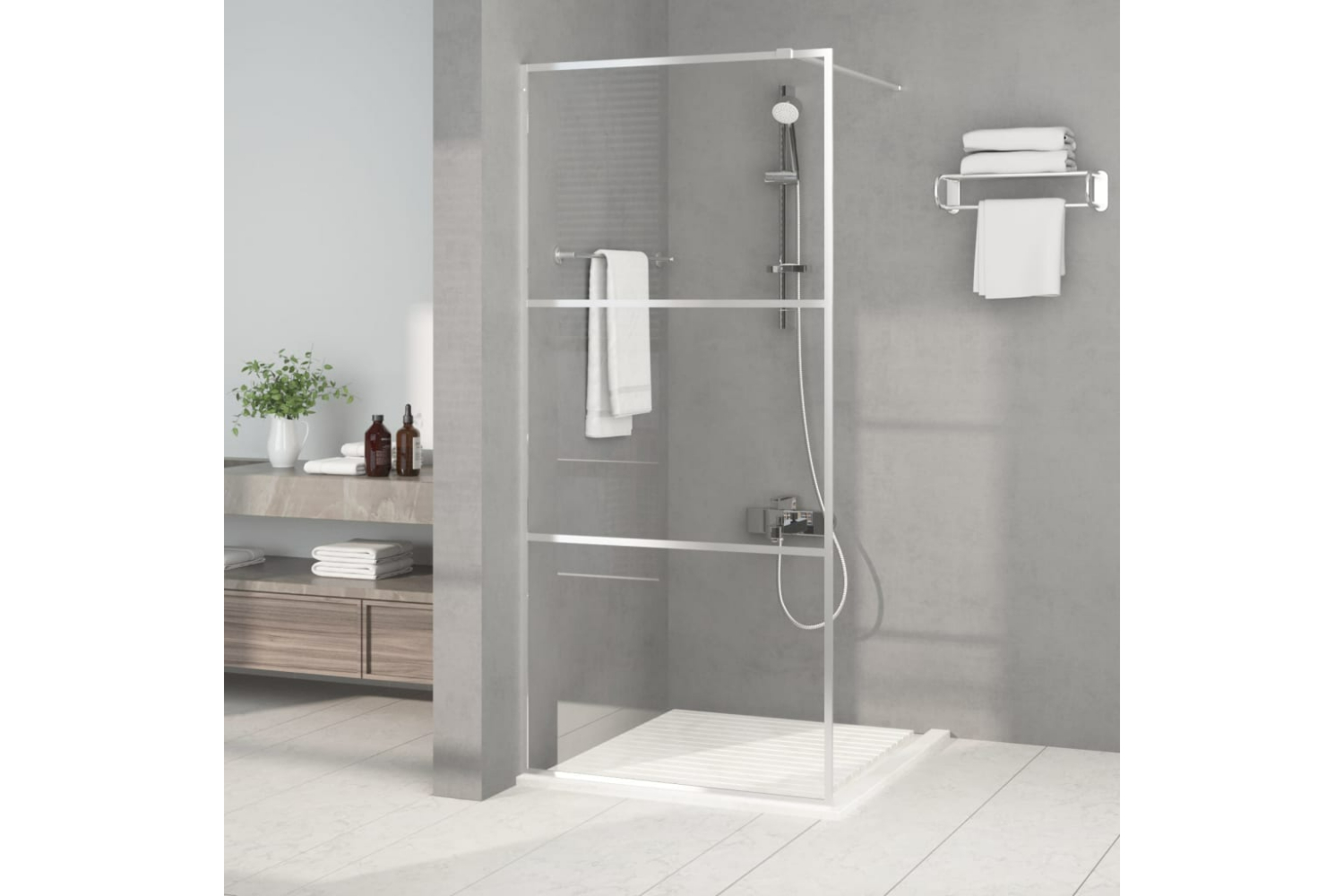vidaXL 152116 Walk-in Shower Wall Silver 90x195cm Clear Esg Glass