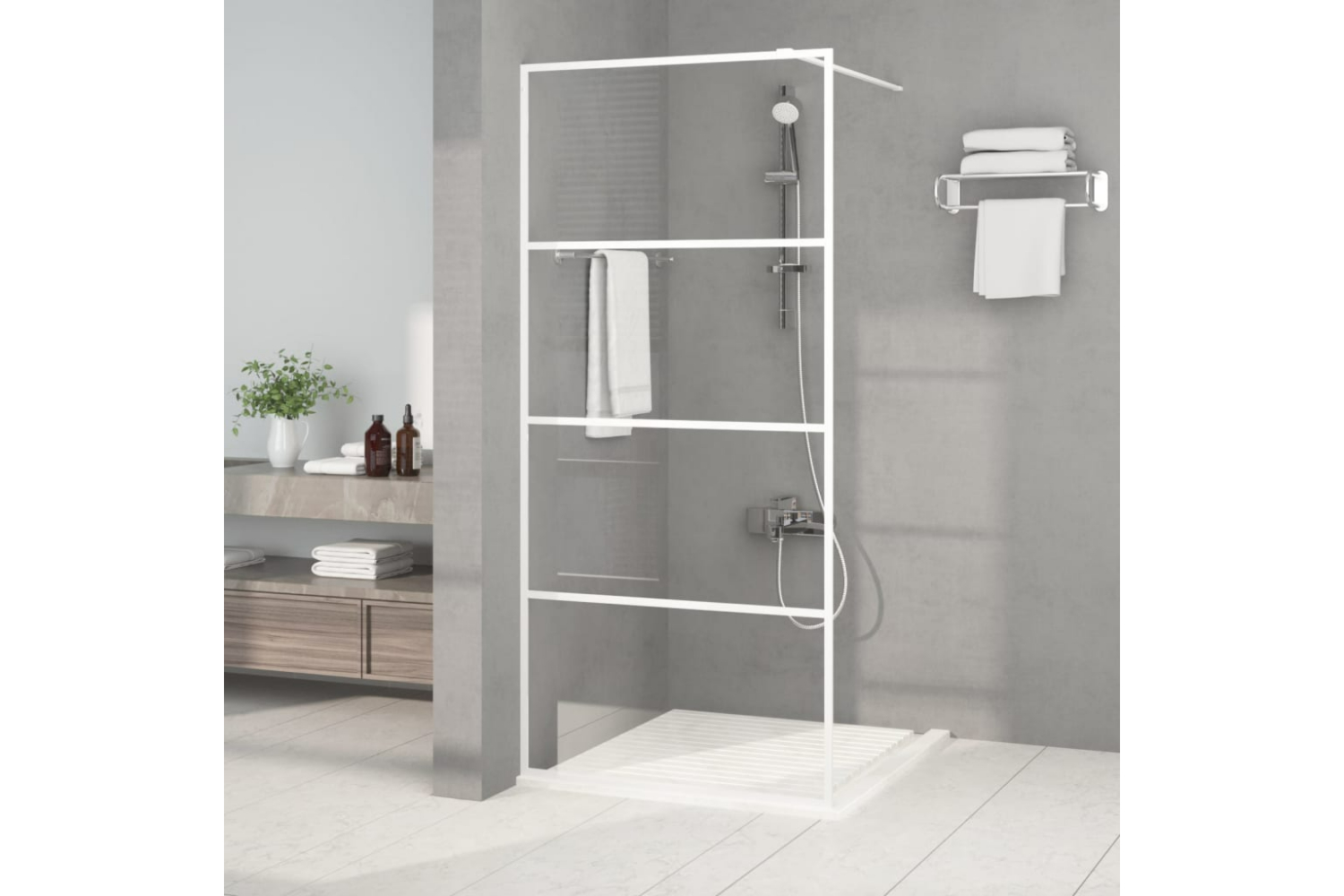 vidaXL 152141 Walk-in Shower Wall White 90x195cm Clear Esg Glass