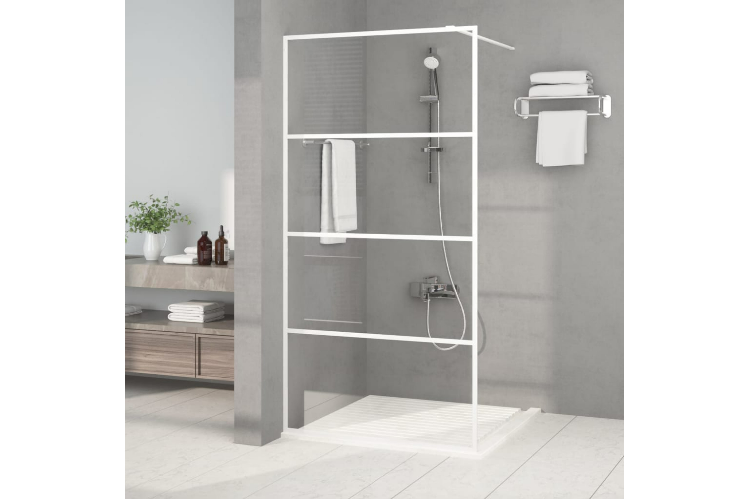 vidaXL 152142 Walk-in Shower Wall White 100x195cm Clear Esg Glass