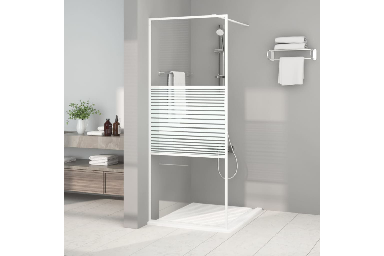 vidaXL 152150 Walk-in Shower Wall White 80x195cm Clear Esg Glass