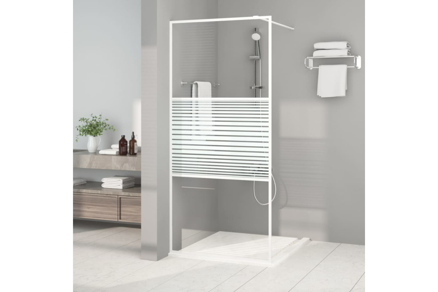 vidaXL 152151 Walk-in Shower Wall White 90x195cm Clear Esg Glass