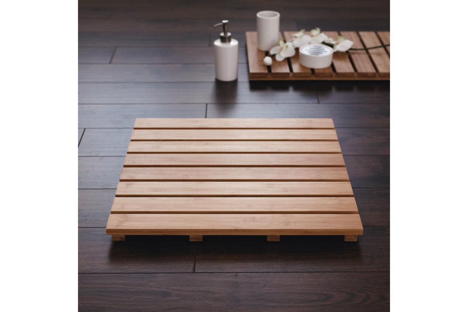 Ridder 425920 Wooden Bathroom Rug Grating Nature 52x52 Cm
