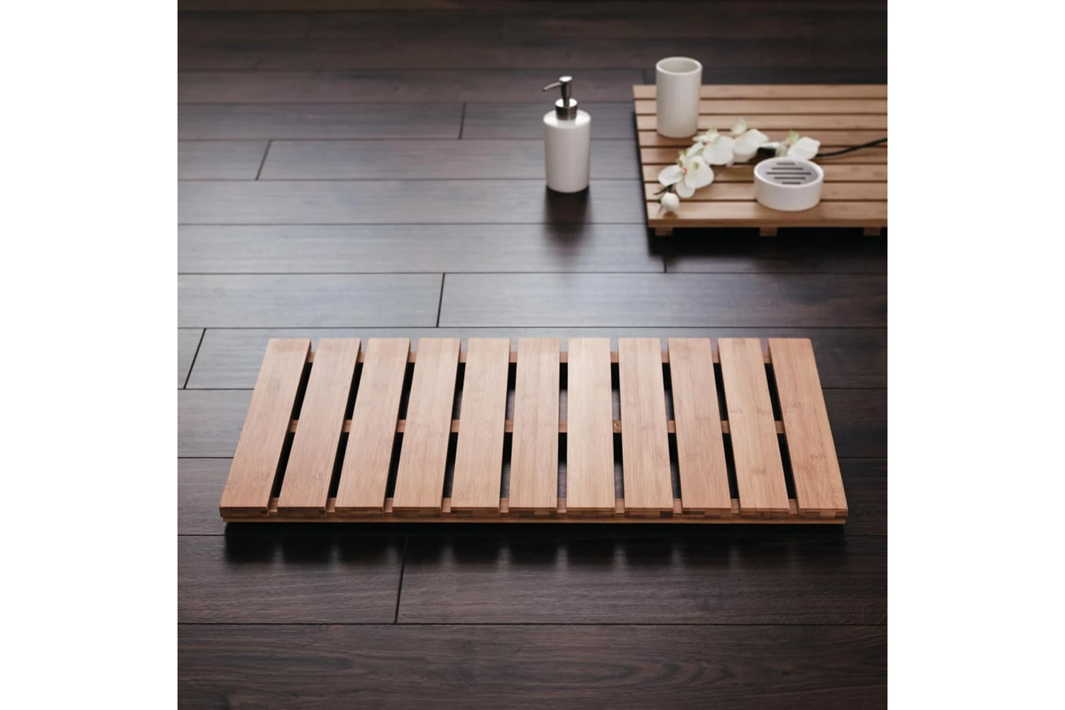 Ridder 425921 Wooden Bathroom Rug Grating Nature 72x38 Cm