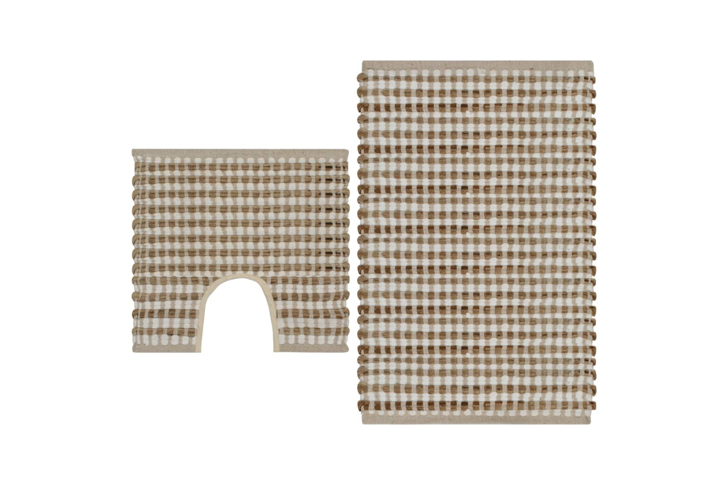 vidaXL 133219 Hand-woven Jute Bathroom Mat Set Fabric Natural And White