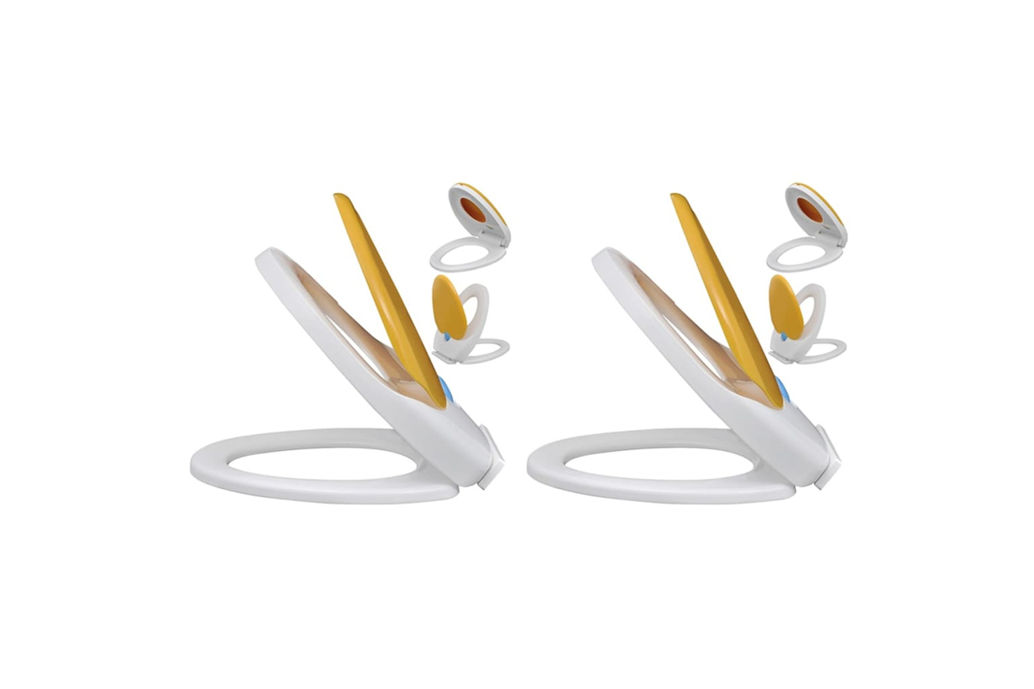 vidaXL 275931 Toilet Seats With Soft Close Lids 2pcs Plastic White And Yellow