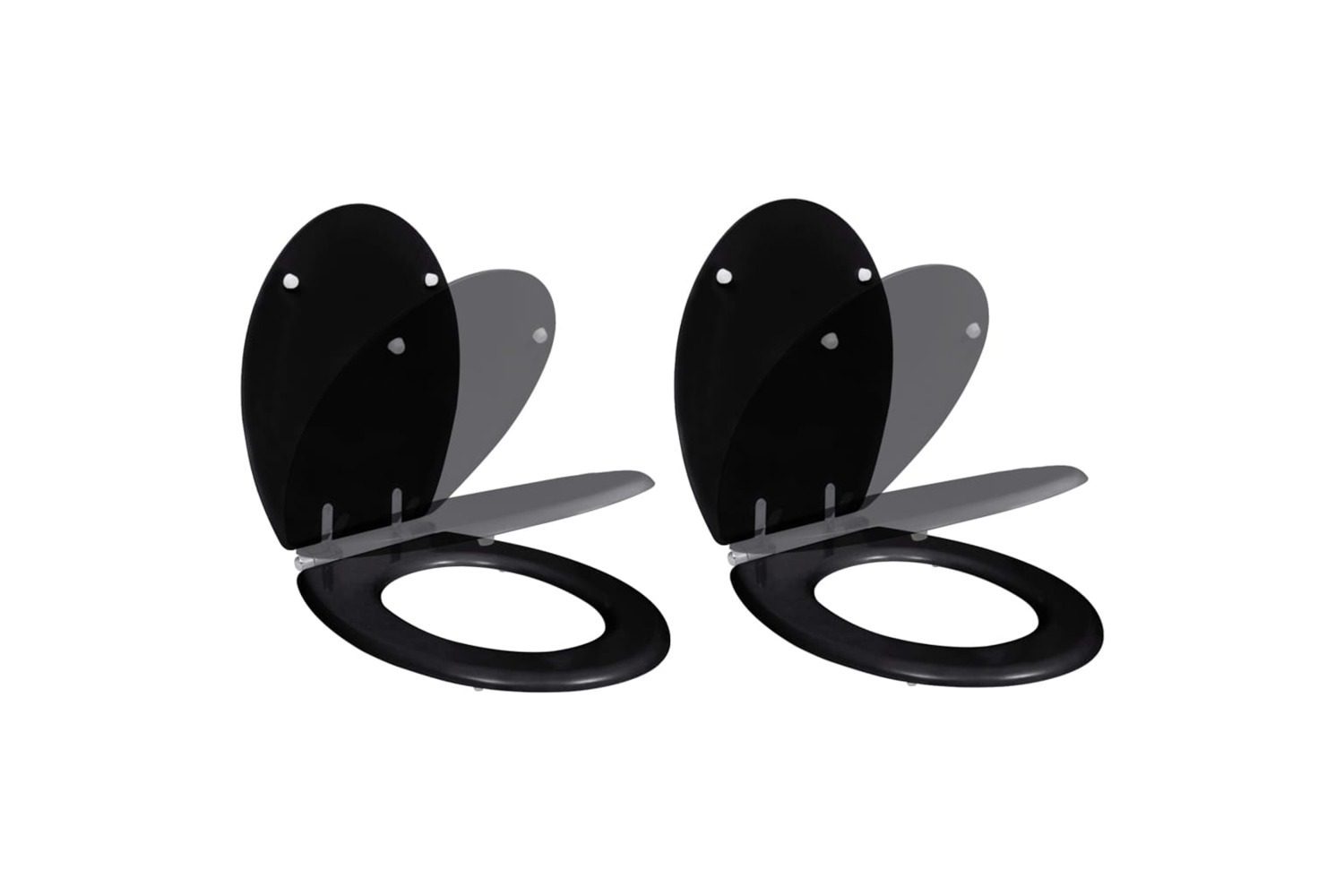 vidaXL 275905 Toilet Seats With Soft Close Lids 2 Pcs Mdf Black