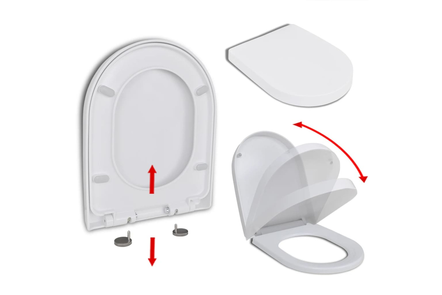 vidaXL Soft-close Toilet Seat With Quick-release Design White Square