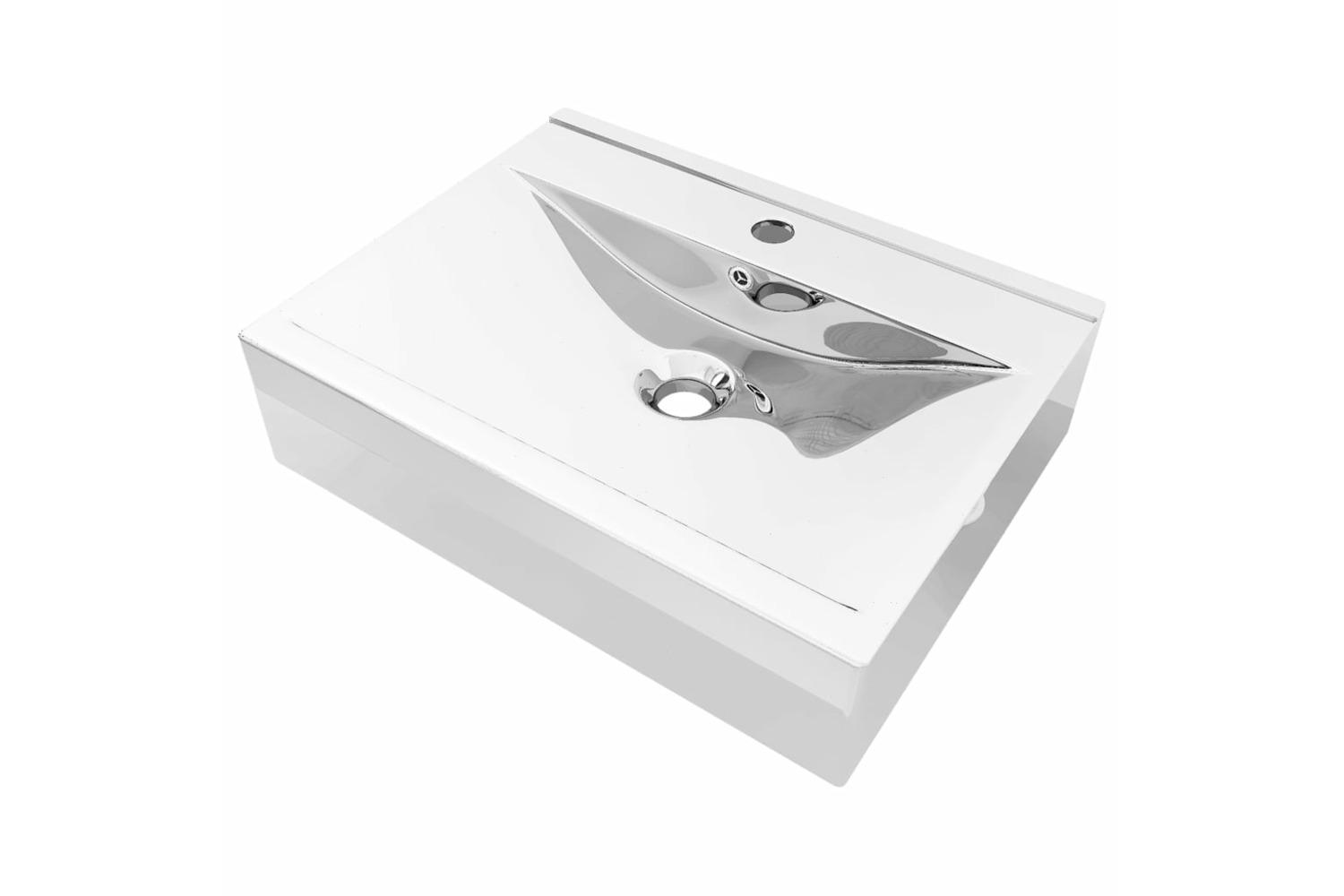 vidaXL 143502 Wash Basin With Overflow 60x46x16cm Ceramic Silver