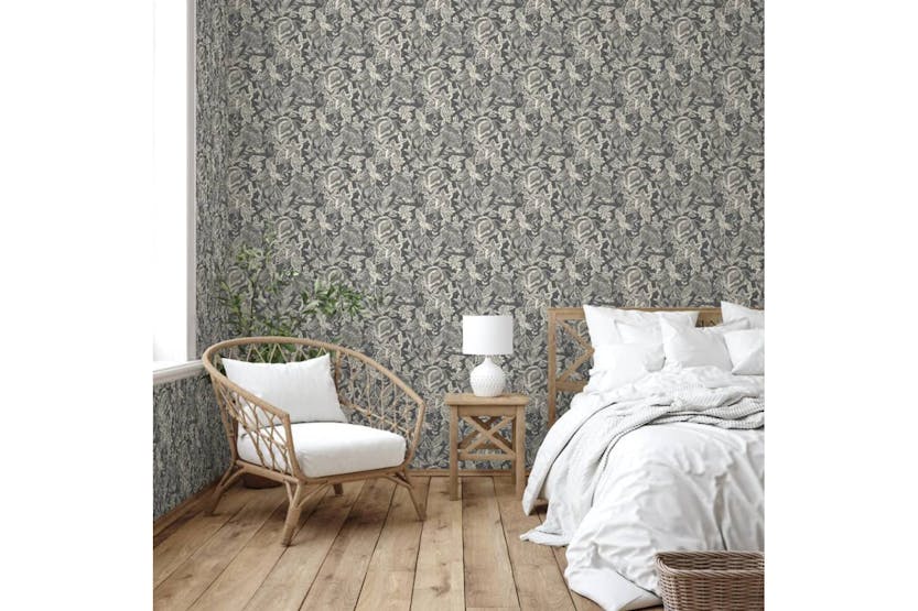 Dutch Wallcoverings 442580 Wallpaper Mae Black And Beige