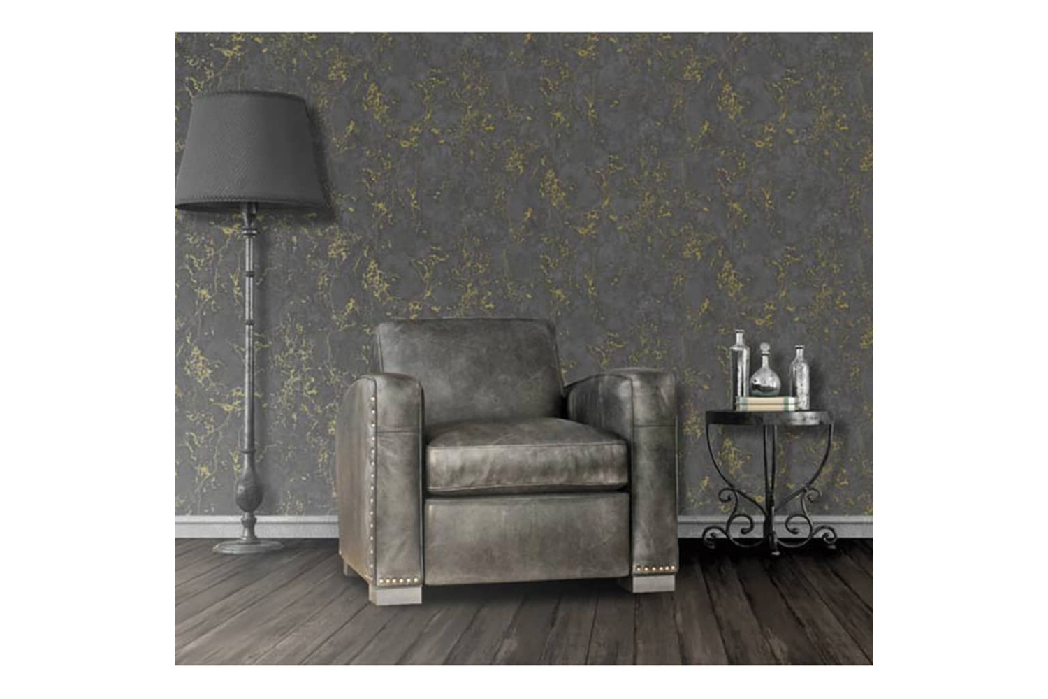 Dutch Wallcoverings 430642 Wallpaper Marble Black And Gold