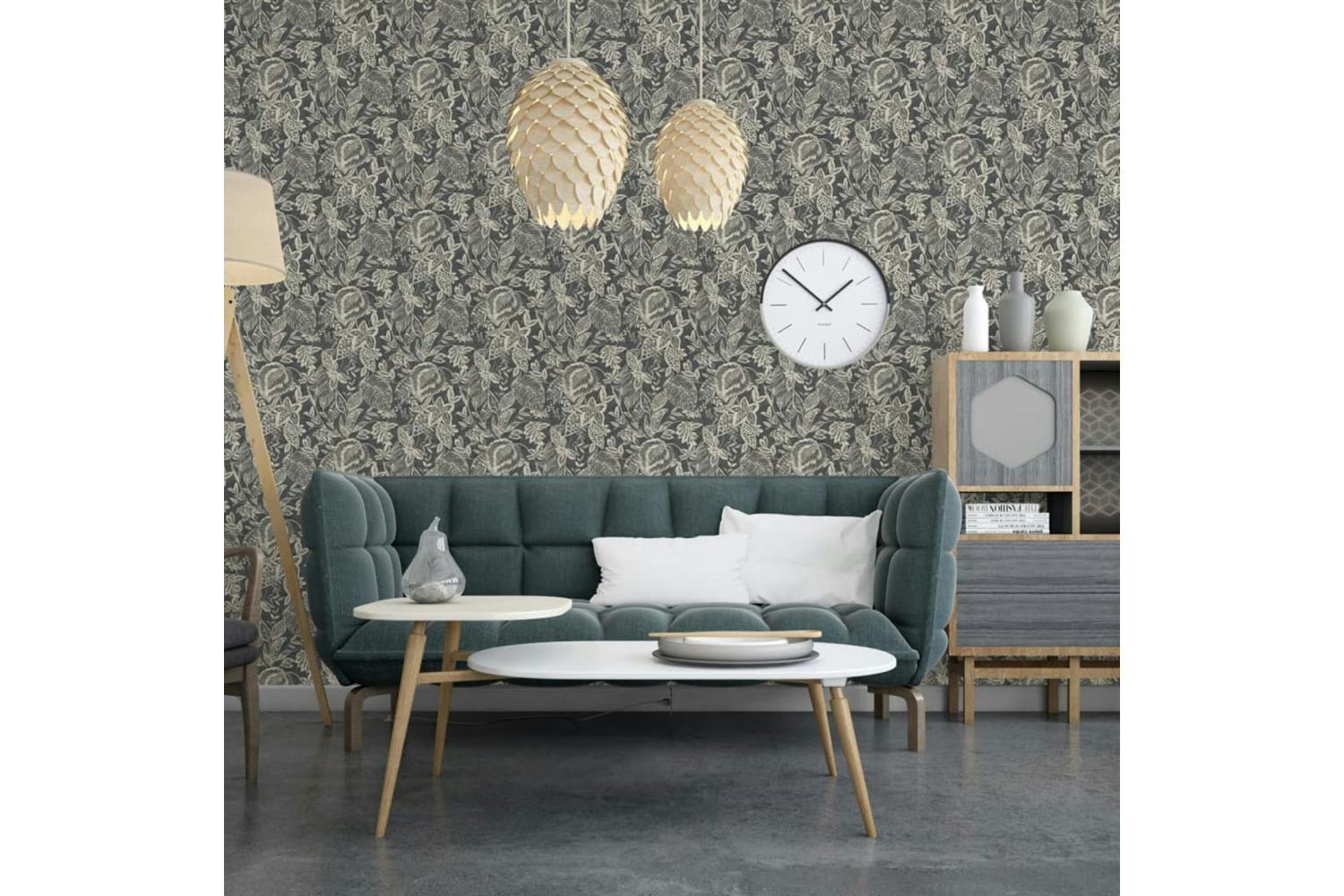 Dutch Wallcoverings 442580 Wallpaper Mae Black And Beige