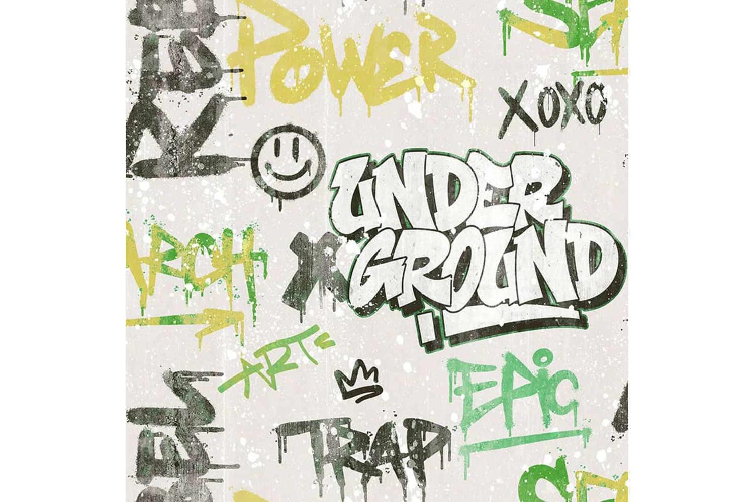 Noordwand 444840 Wallpaper Friends & Coffee Graffity Print Grey And Green