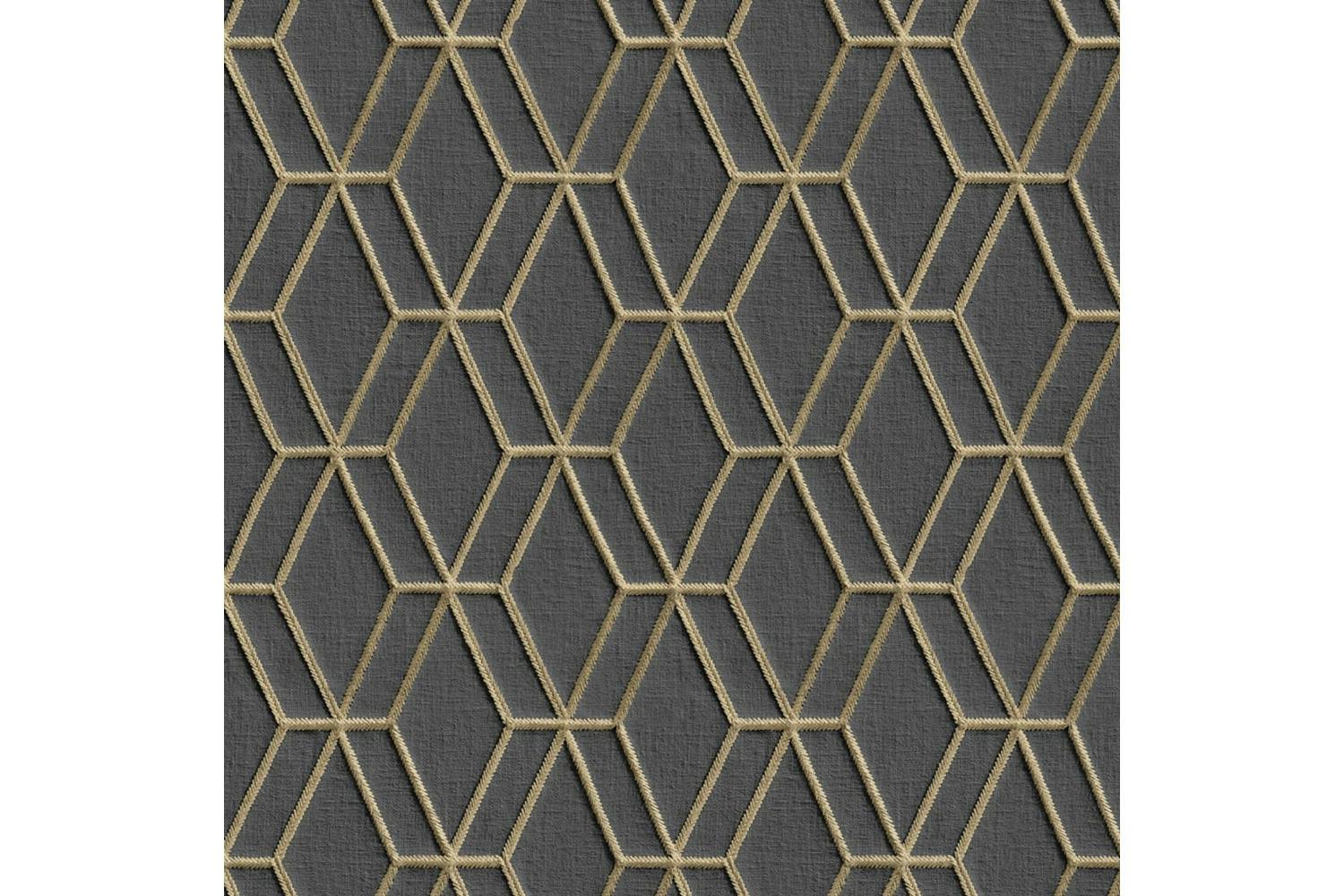 Dutch Wallcoverings 437405 Wallpaper Hexagonal Black And Gold