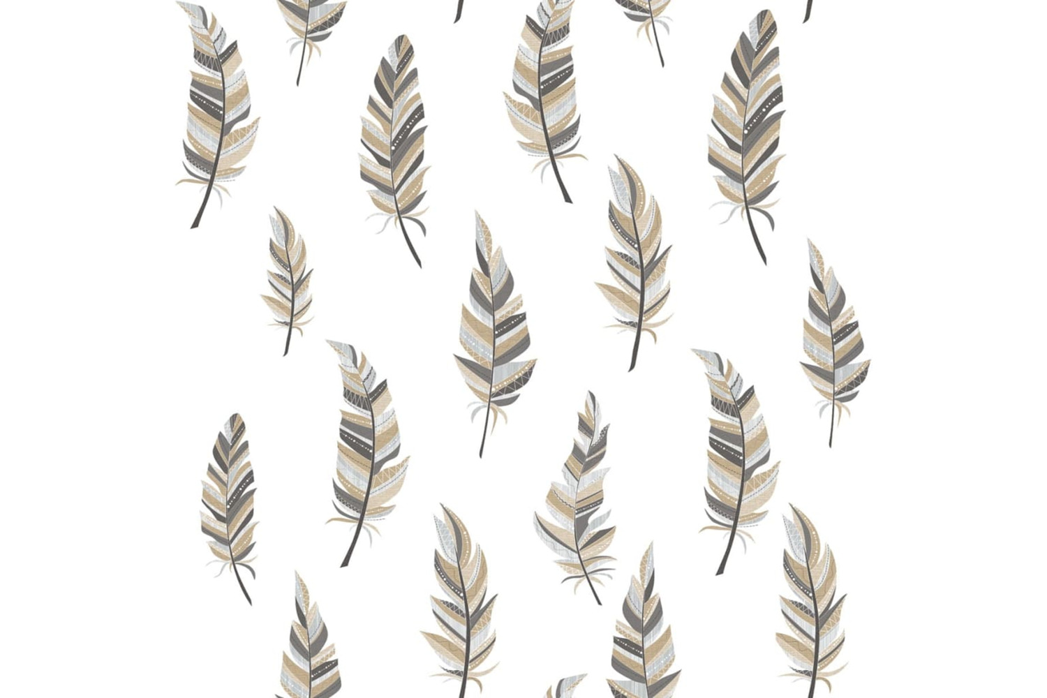 Noordwand 425311 Urban Friends & Coffee Wallpaper Feathers White And Silver