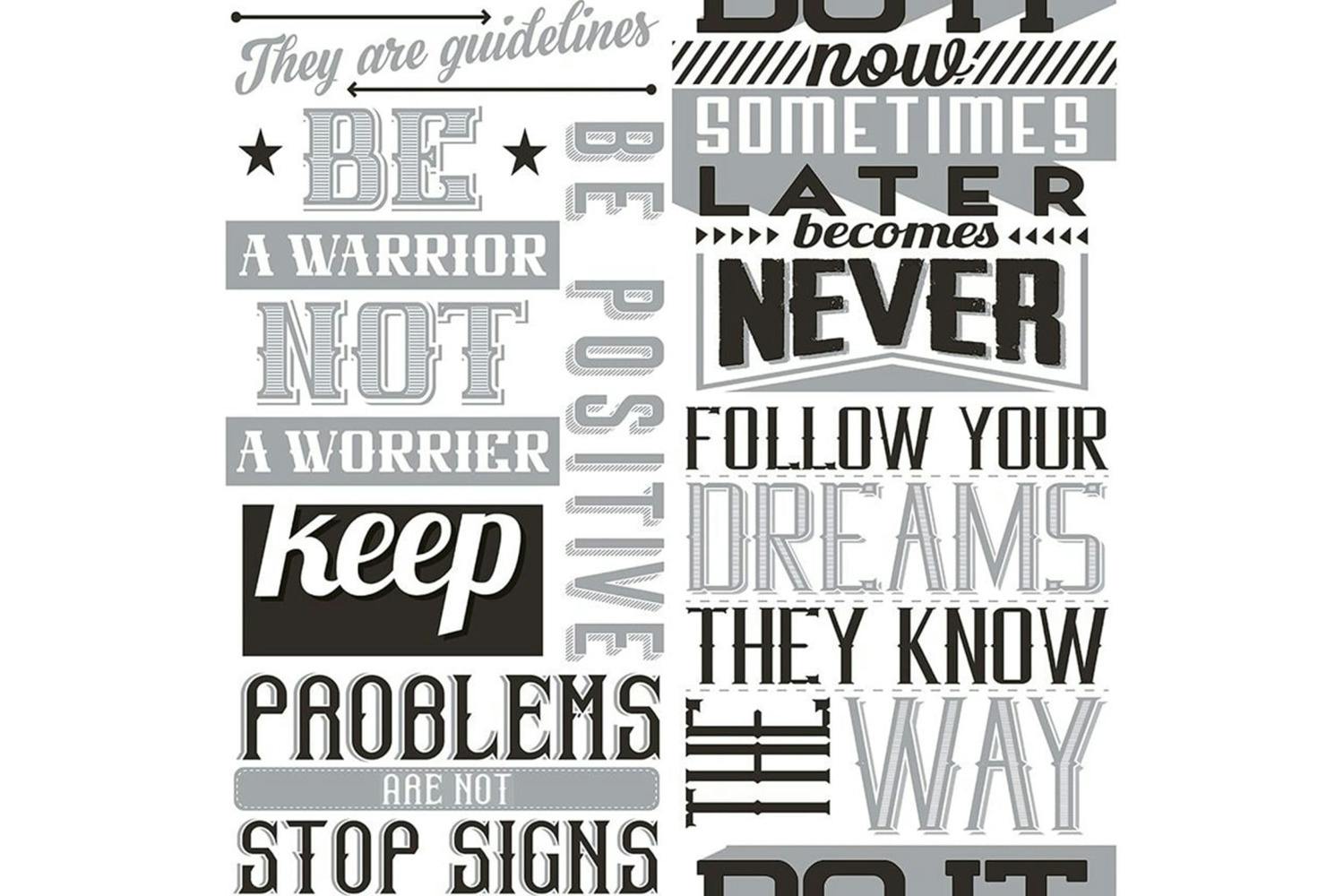 Noordwand 444837 Wallpaper Friends & Coffee Words And Letters Black And White