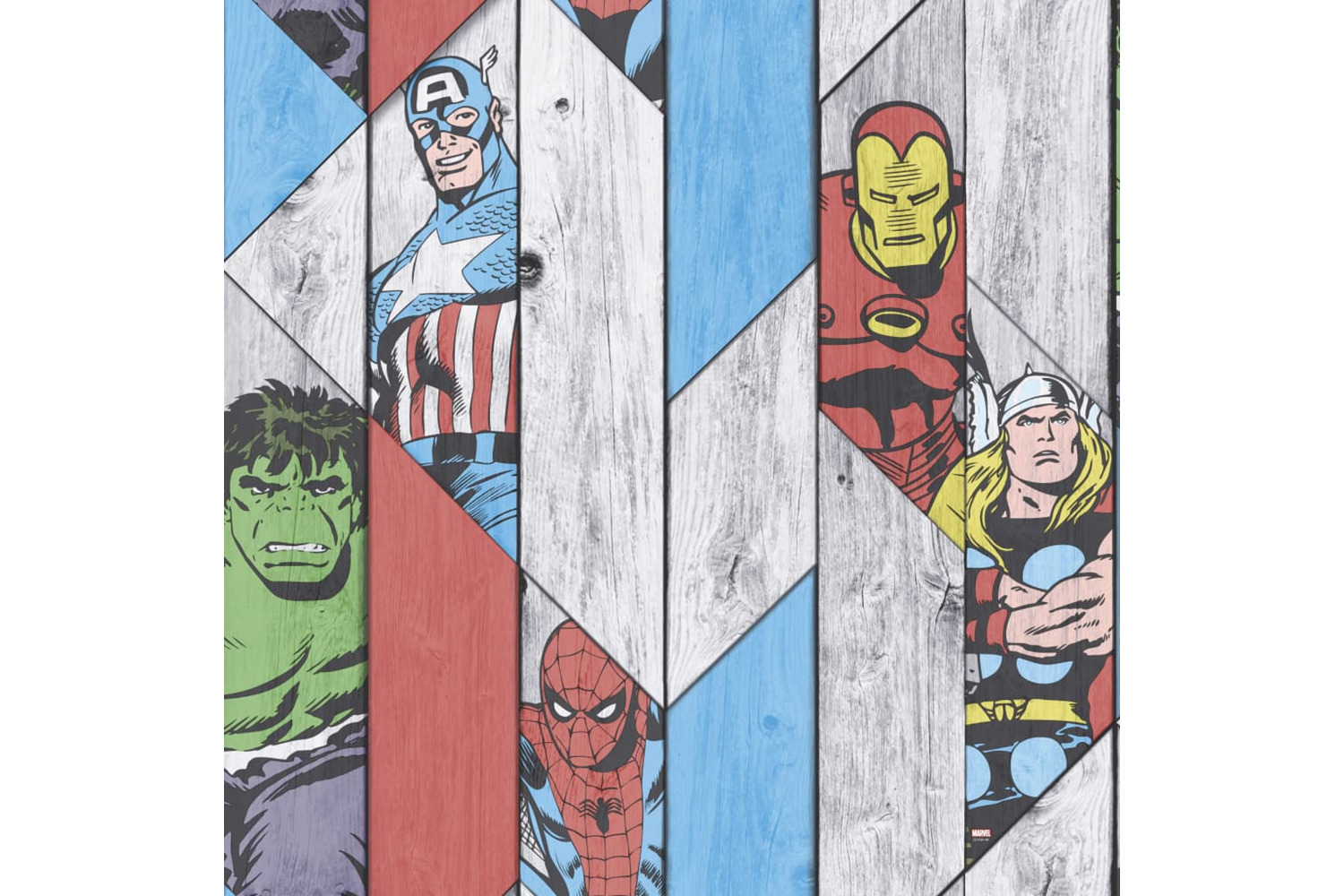 Noordwand 422662 Kids At Home Wallpaper Marvel Wood Grey 102435