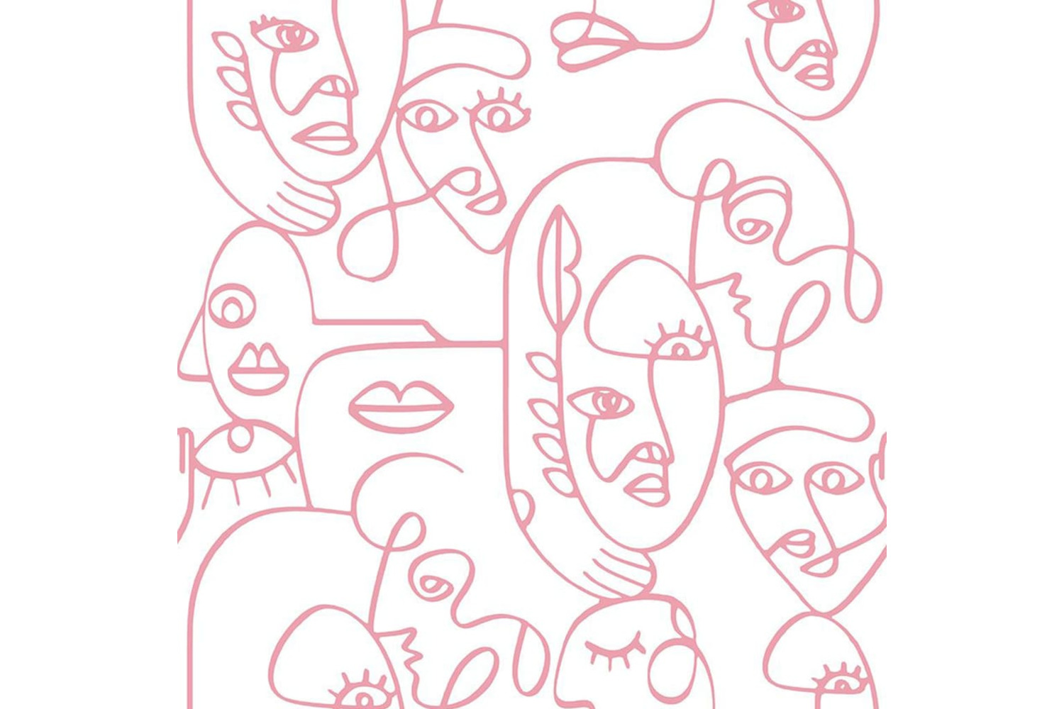 Noordwand 444843 Wallpaper Friends & Coffee Line Art Faces White And Pink