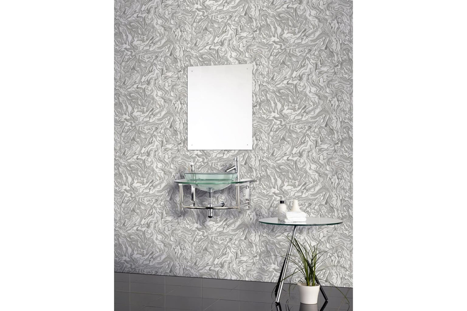 Dutch Wallcoverings 442600 Wallpaper Liquid Marble Grey