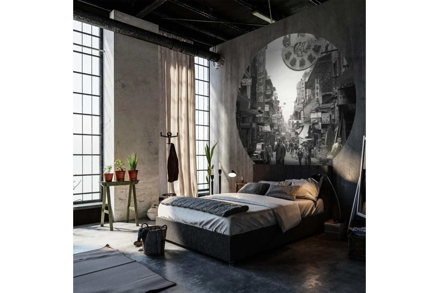 Wallart 440371 Wallpaper Circle Hong Kong The Old Days 190 Cm