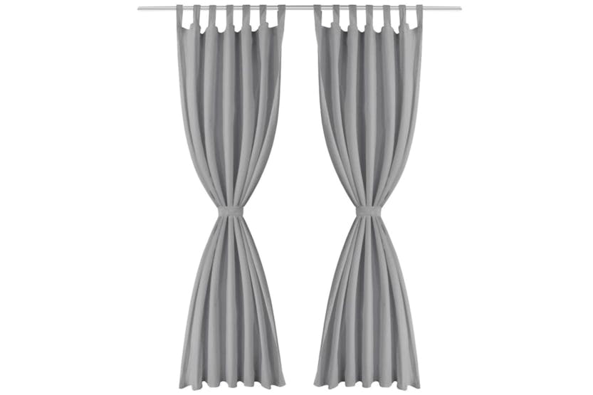 Vidaxl 132214 Micro-satin Curtains 2 Pcs With Loops 140x225 Cm Grey