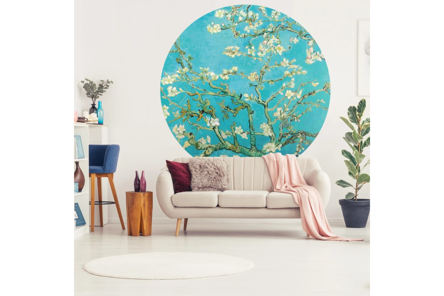 Wallart 440355 Wallpaper Circle Almond Blossom 190 Cm