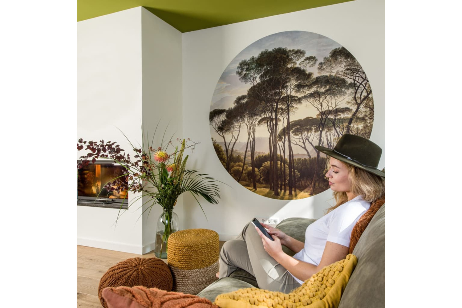 Wallart 440359 Wallpaper Circle Umbrella Pines In Italy 190 Cm