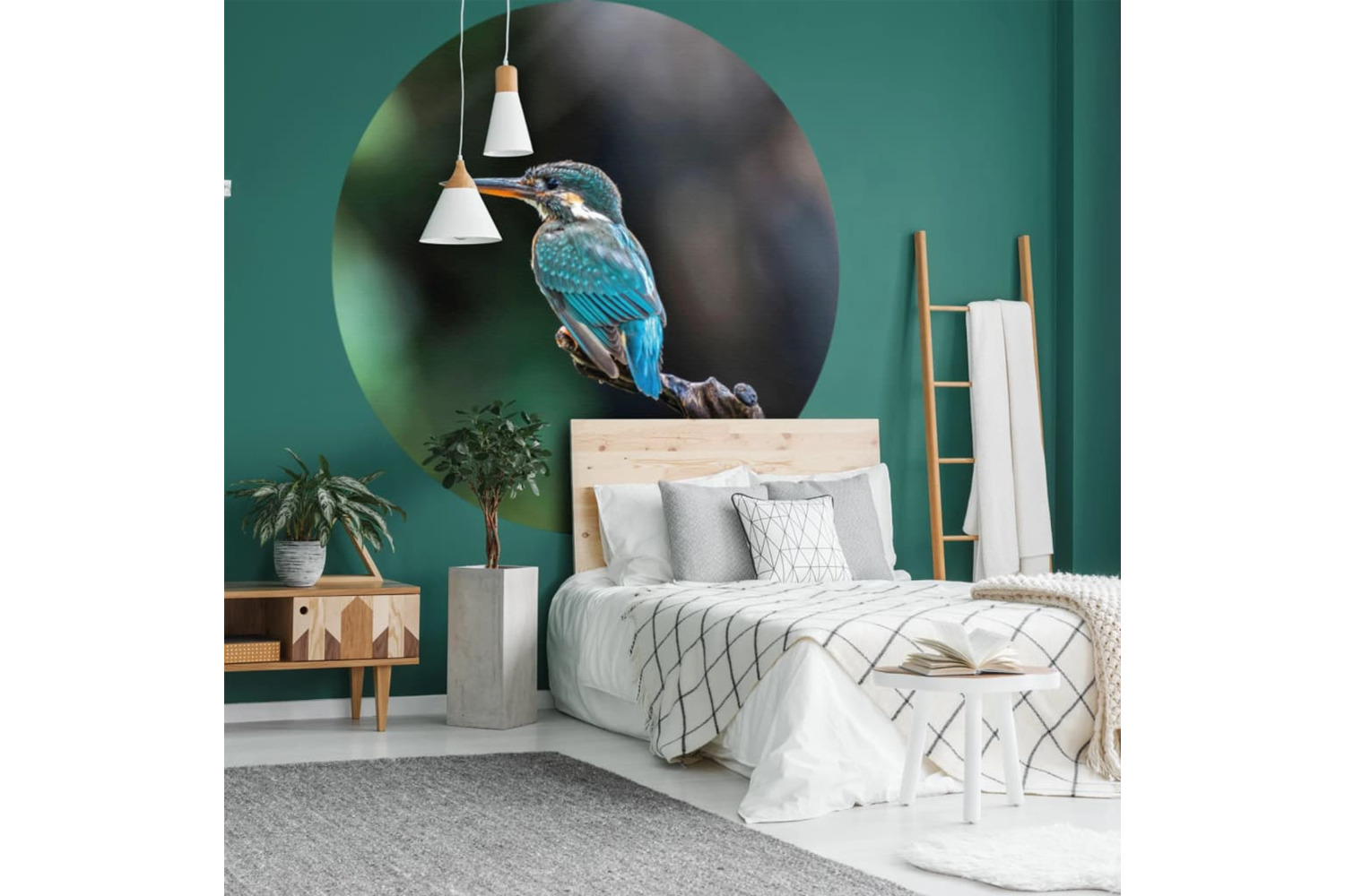 Wallart 440376 Wallpaper Circle The Kingfisher 142.5 Cm