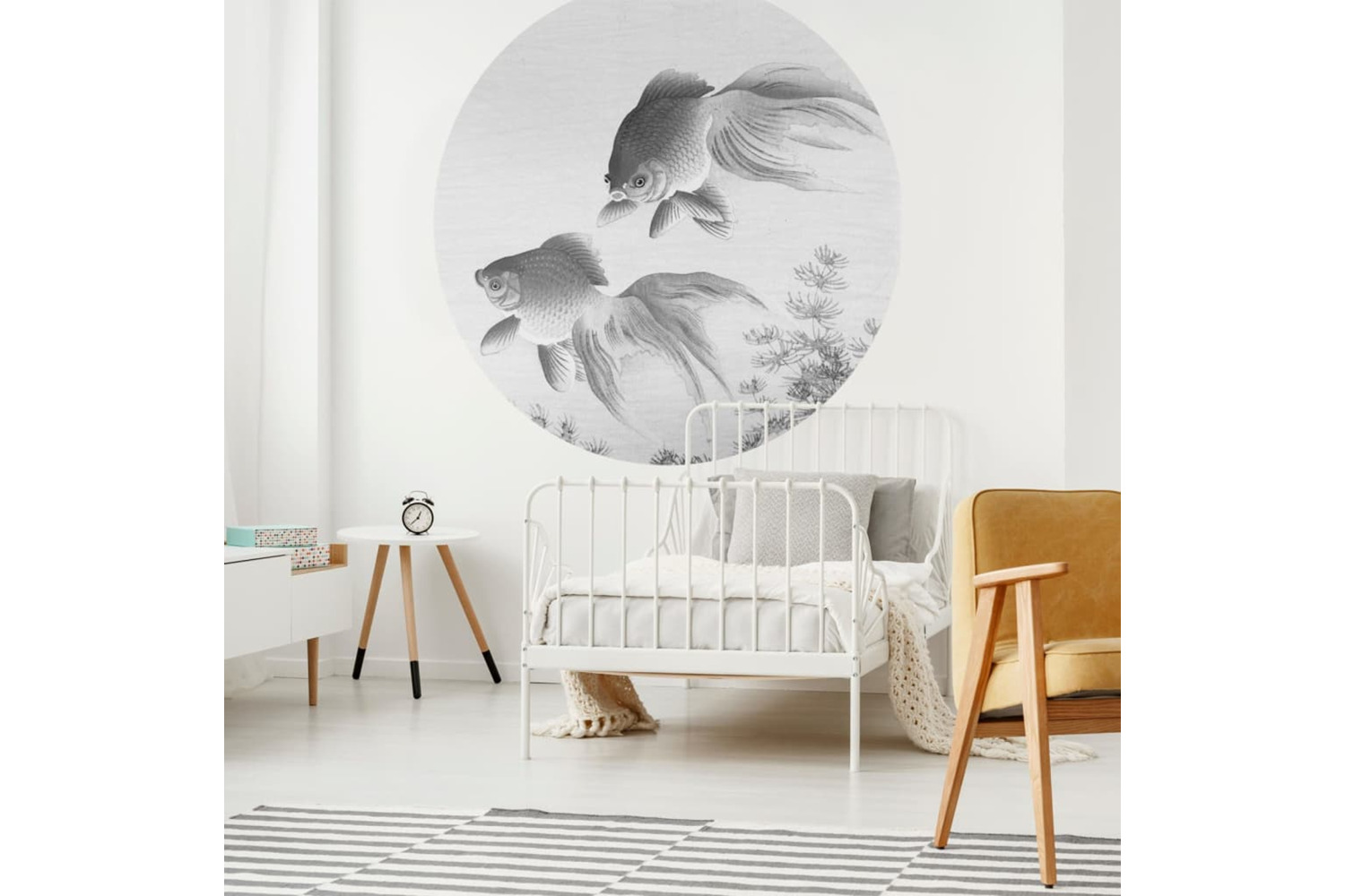 Wallart 440364 Wallpaper Circle Two Goldfish 142.5 Cm