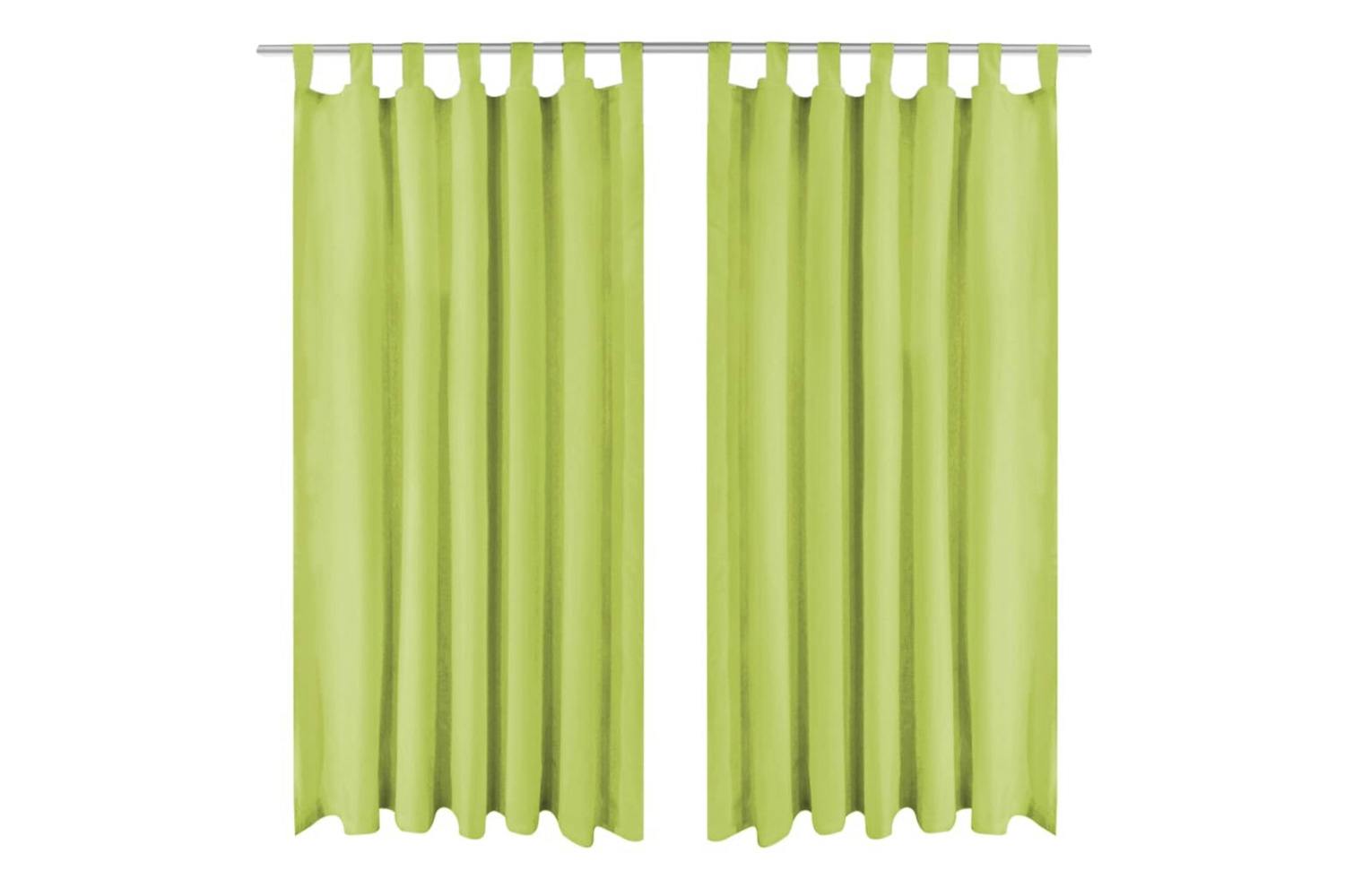 Vidaxl 132222 Micro-satin Curtains 2 Pcs With Loops 140x175 Cm Green
