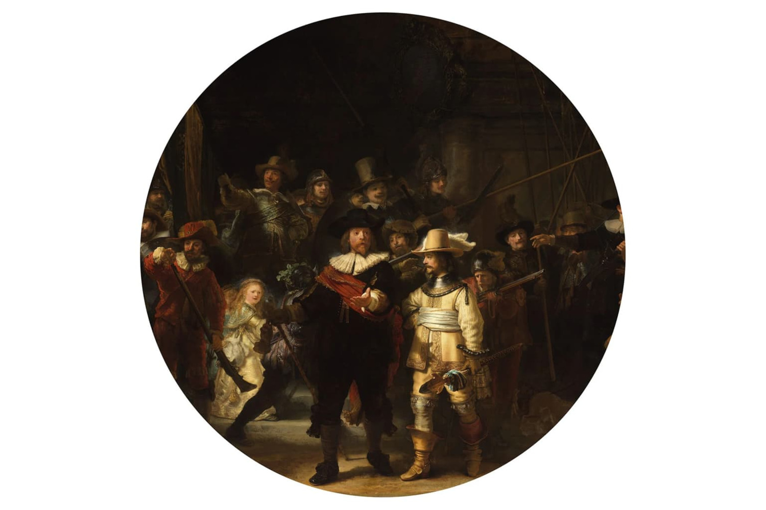 Wallart 440354 Wallpaper Circle The Night Watch 142.5 Cm