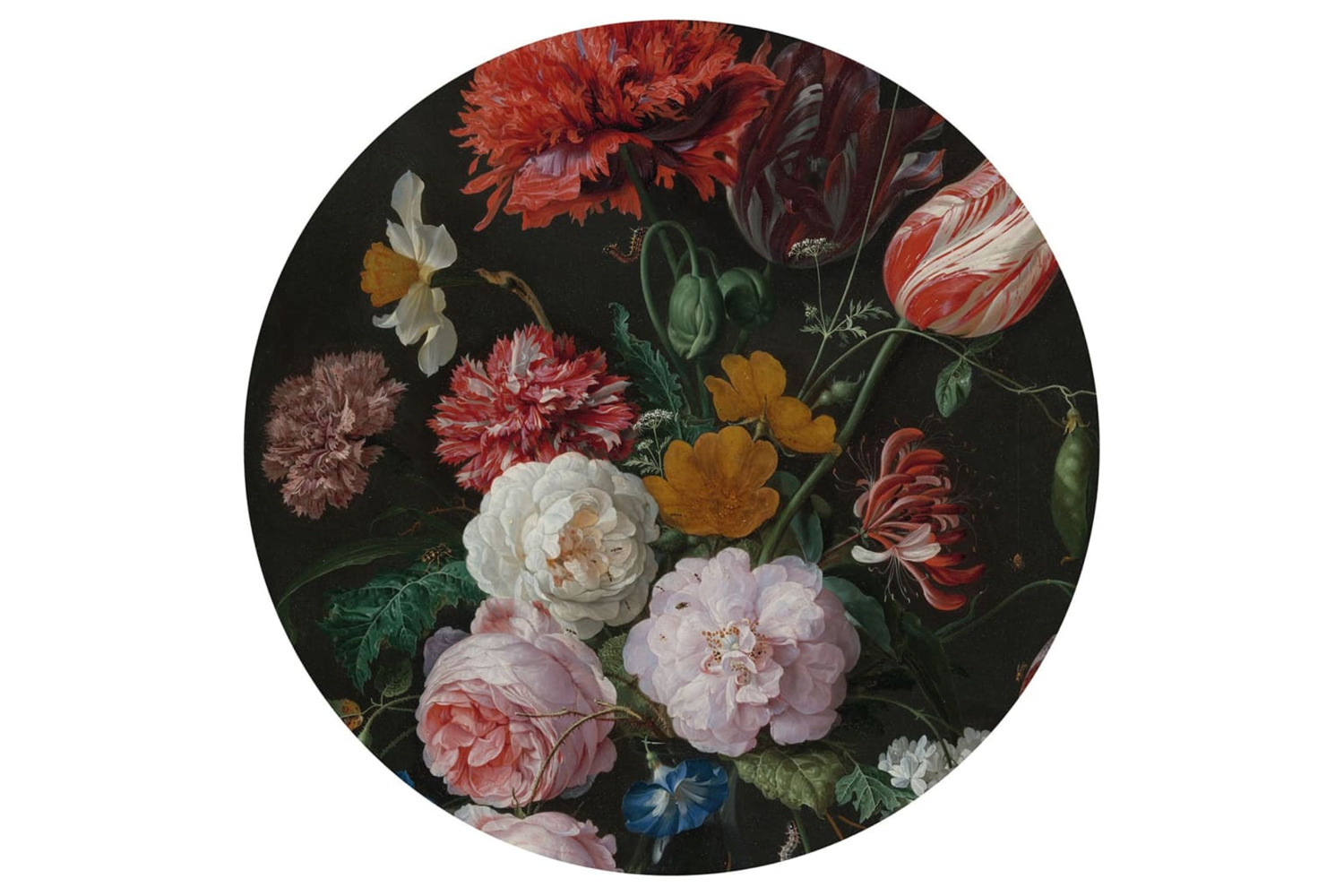 Wallart 440357 Wallpaper Circle Golden Age Flowers 190 Cm