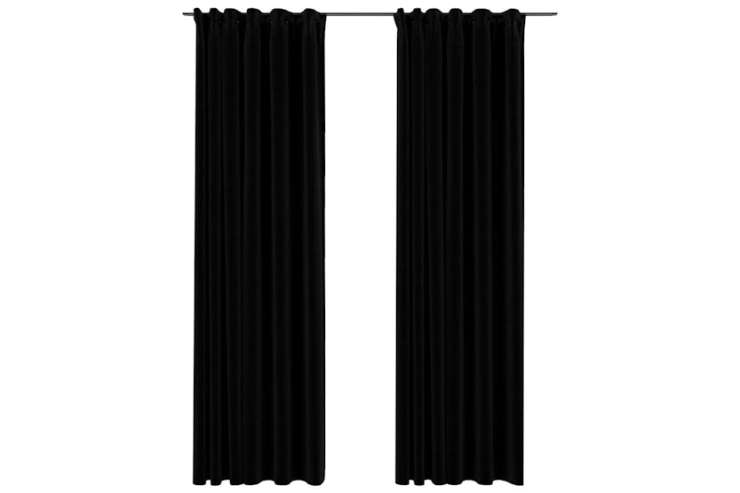 Vidaxl 321158 Linen-look Blackout Curtains With Hooks 2 Pcs Black 140x245 Cm
