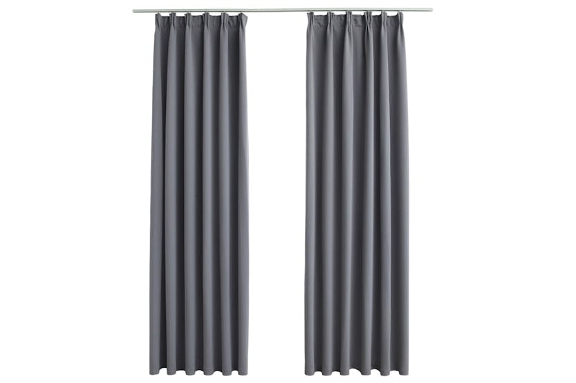 Vidaxl 134432 Blackout Curtains With Hooks 2 Pcs Grey 140x245 Cm