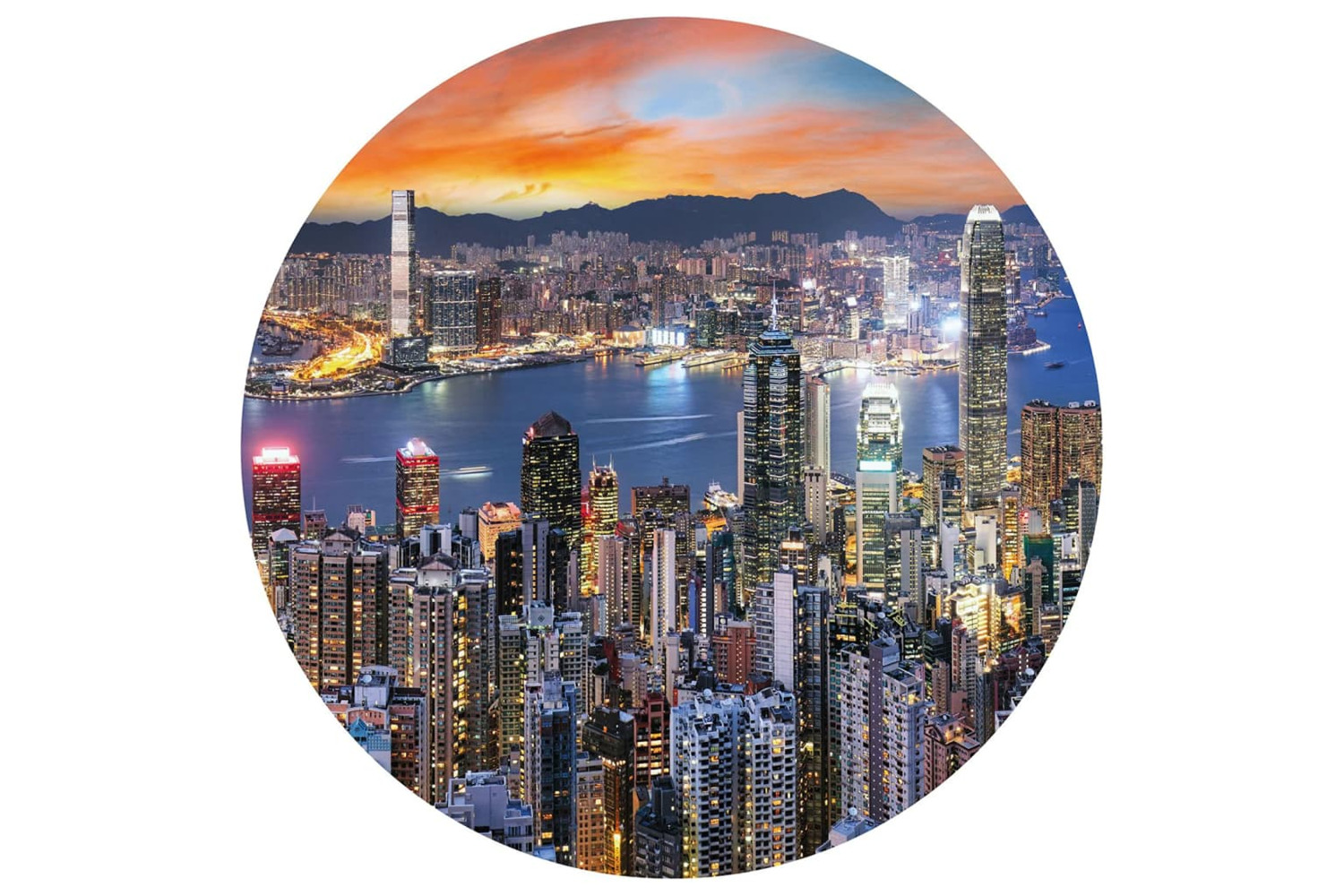 Wallart 440351 Wallpaper Circle Skyline By Night 190 Cm