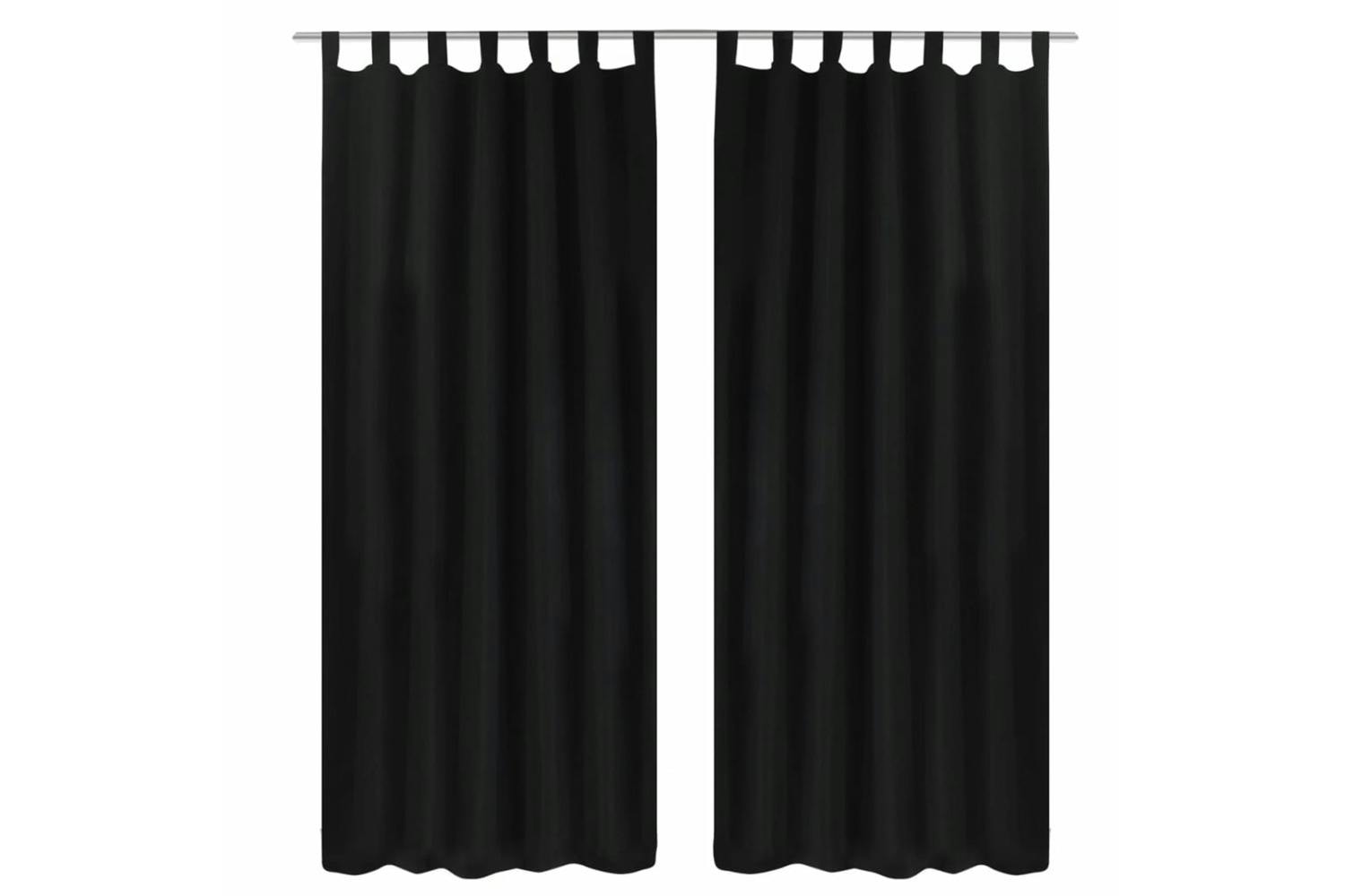 Vidaxl 130354 2 Pcs Black Micro-satin Curtains With Loops 140 X 225 Cm