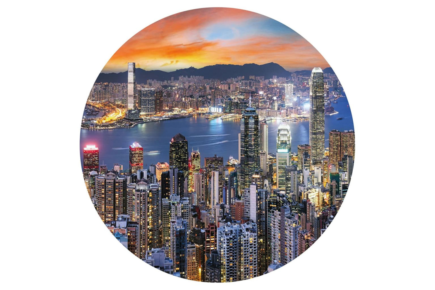 Wallart 440352 Wallpaper Circle Skyline By Night 142.5 Cm