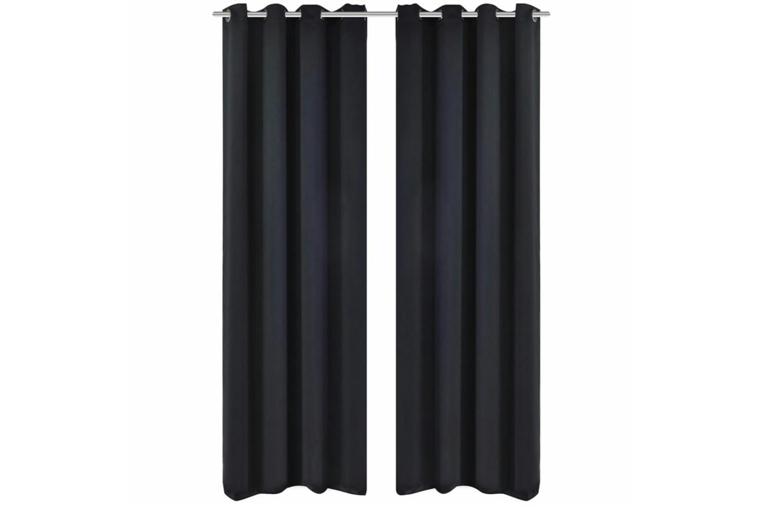 Vidaxl 132199 Blackout Curtains 2 Pcs With Metal Eyelets 135x175 Cm Black