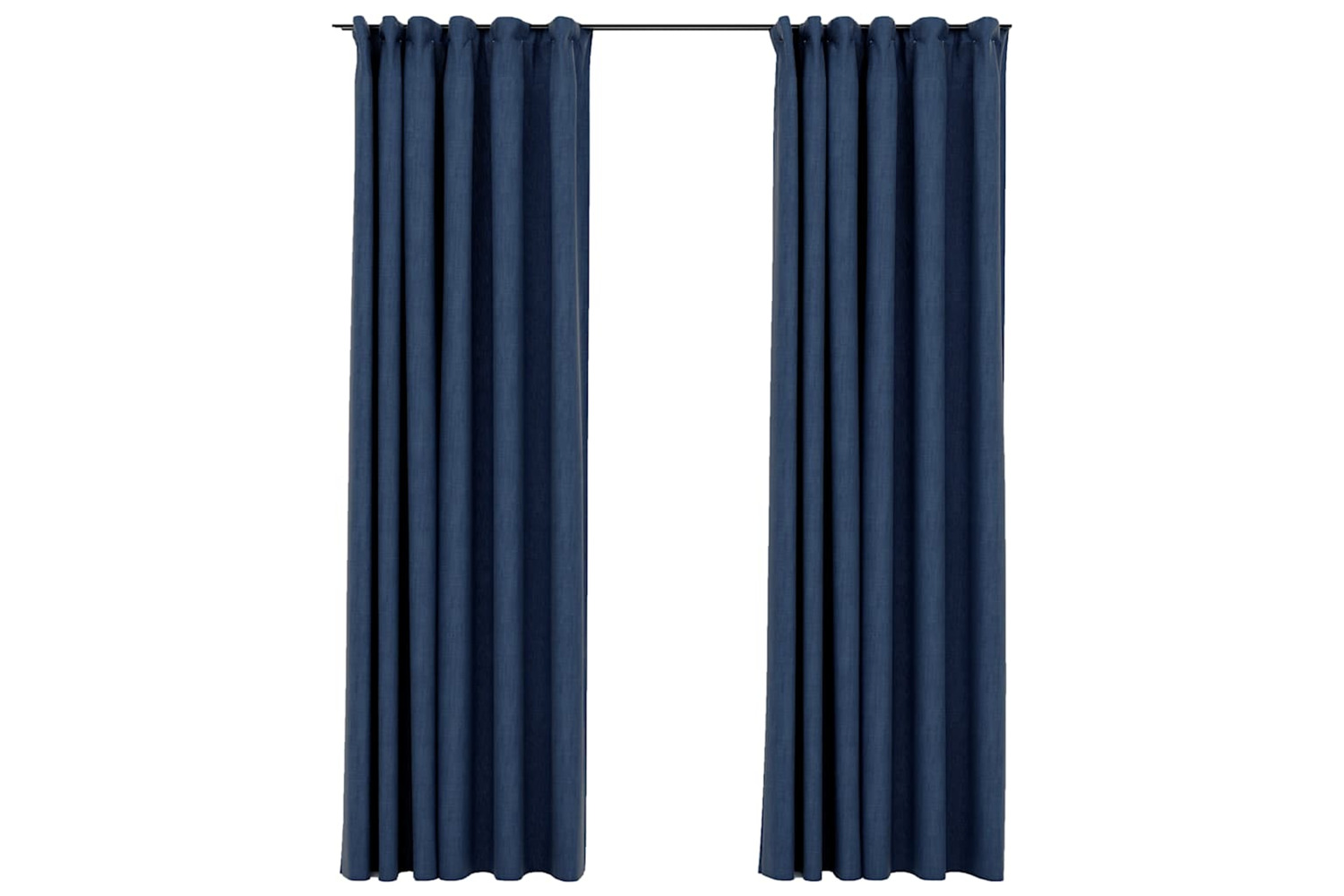 Vidaxl Linen-look Blackout Curtains With Hooks 2 Pcs Blue 140x225 Cm