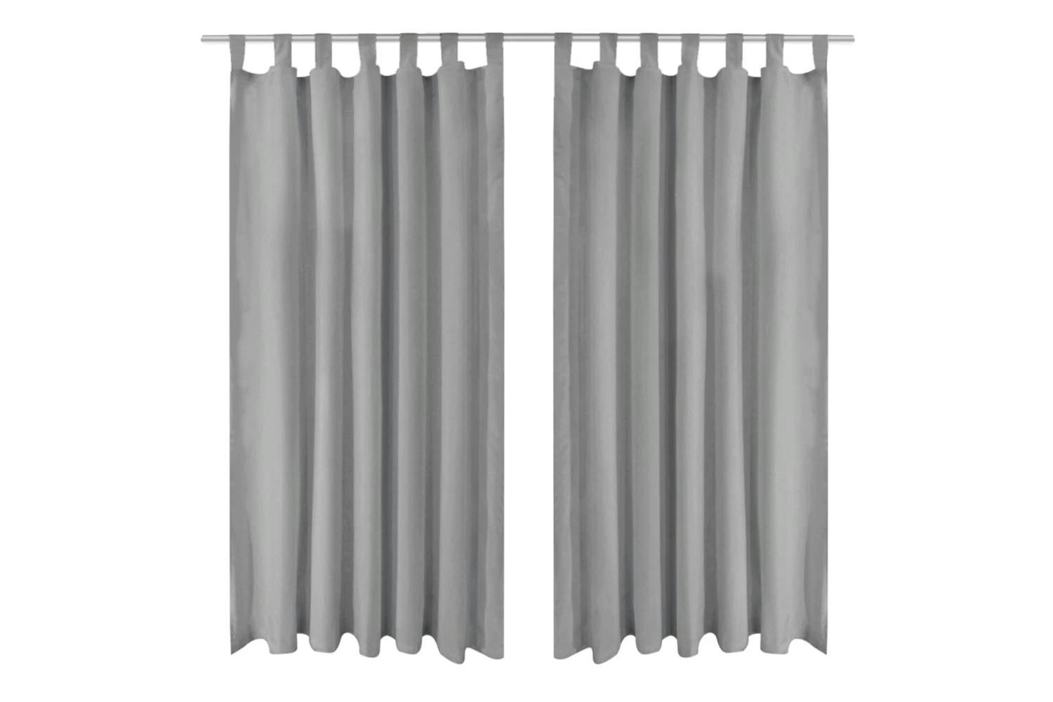 Vidaxl 132214 Micro-satin Curtains 2 Pcs With Loops 140x225 Cm Grey