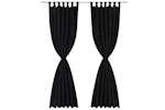 Vidaxl 130355 2 Pcs Black Micro-satin Curtains With Loops 140 X 245 Cm