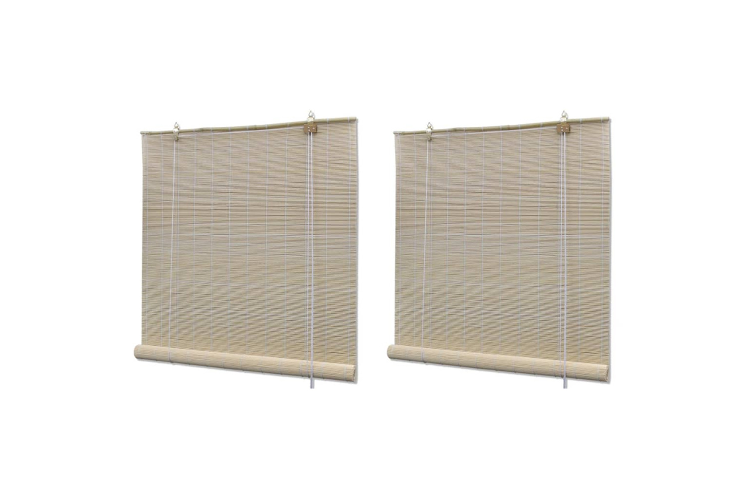 vidaXL 278742 Natural Bamboo Roller Blinds 2 Pcs 120x160cm