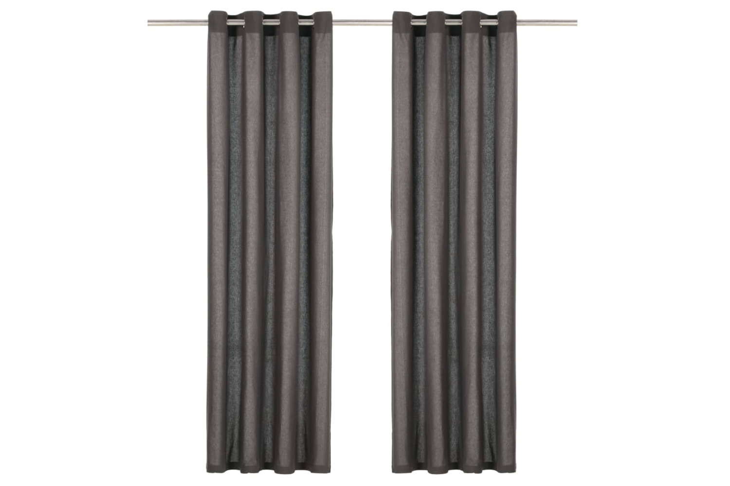 vidaXL 134323 Curtains With Metal Rings 2 Pcs Cotton 140x175cm Anthracite