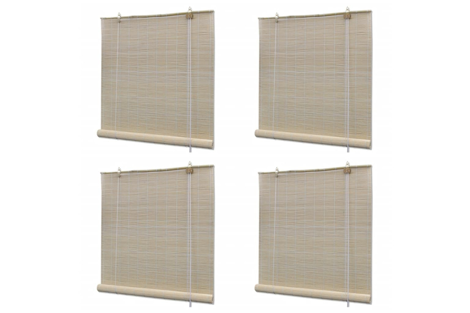 vidaXL 278743 Natural Bamboo Roller Blinds 4 Pcs 120x160cm