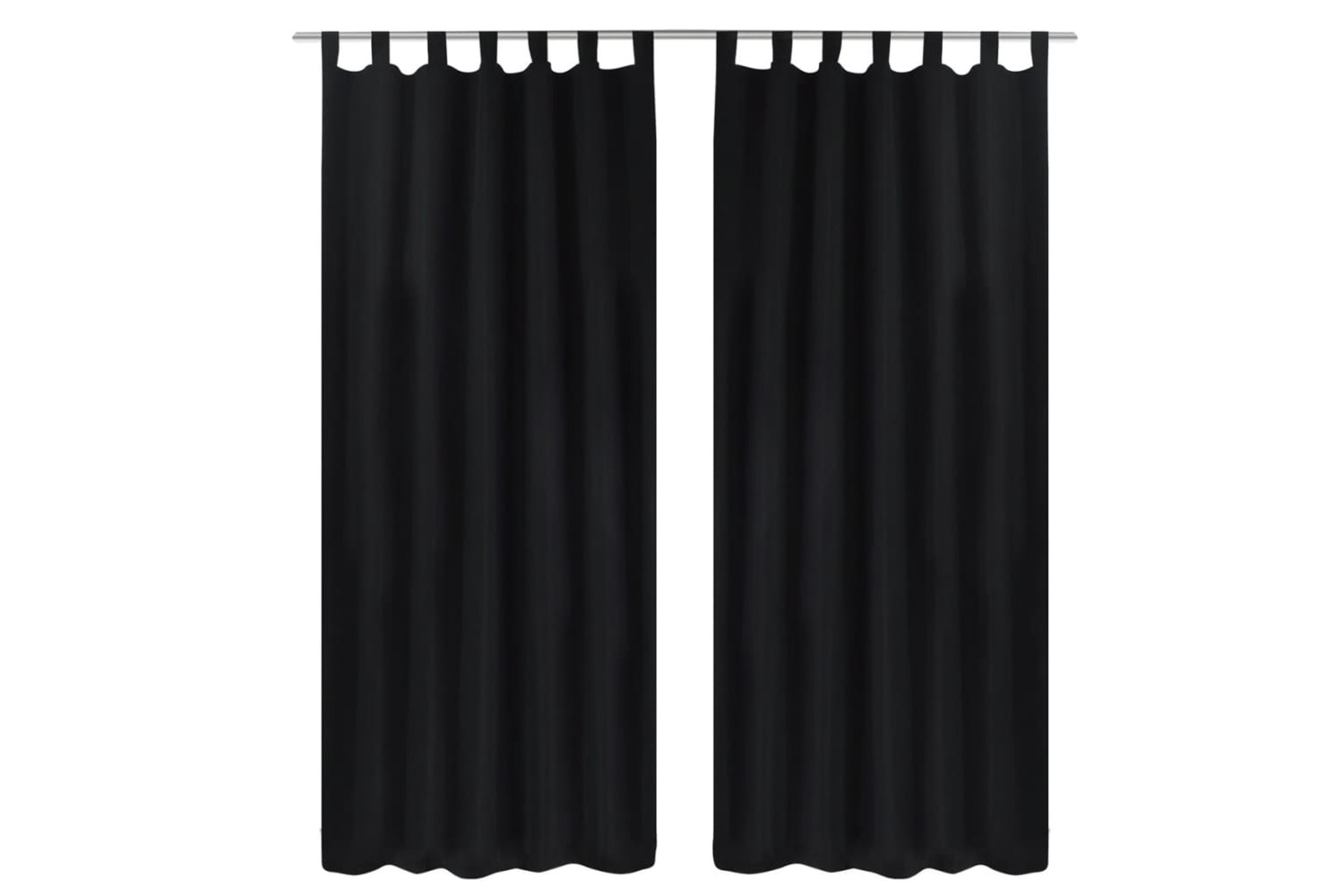 vidaXL 130353 2 Pcs Black Micro-satin Curtains With Loops 140 X 175cm